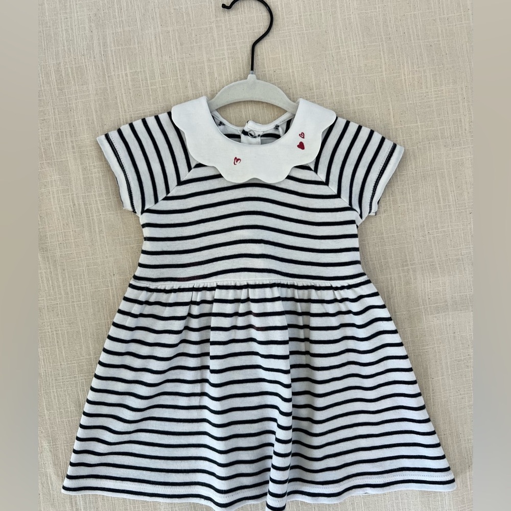 Petit Bateau Black and White Casual Sundress with Peter Pan Collar
